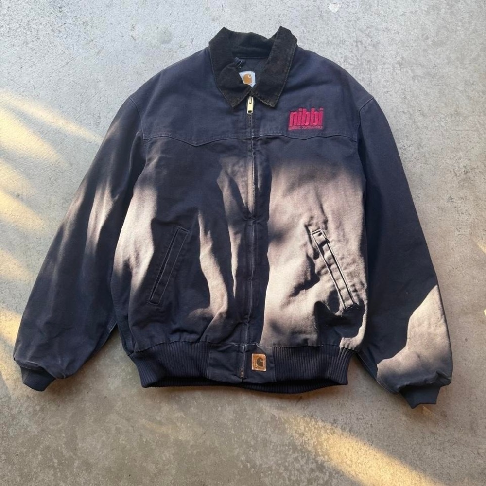 Vintage Midnight Navy Santa Fe Zip Up Canvas Jacket Skater Workwear Quilted J14